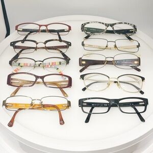 Lot of 10 pairs of authentic designer eyeglasses frames for parts or repair